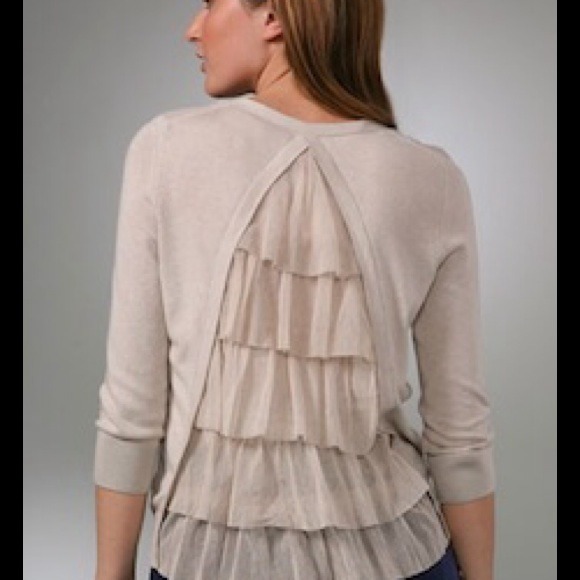 Juicy Couture Sweaters | Juicy Couture Back Ruffle Cardigan in Beige | Color: Tan | Size: M | Shopmodernmill's Closet