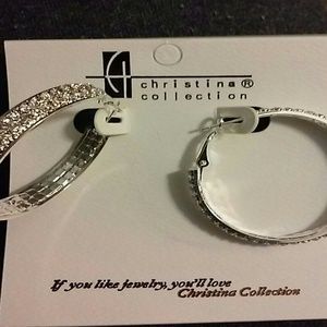 Double row 1.5 inch Rhinestone hoops