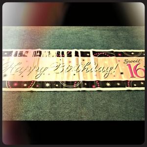 Happy Birthday Sweet Sixteen Banner.