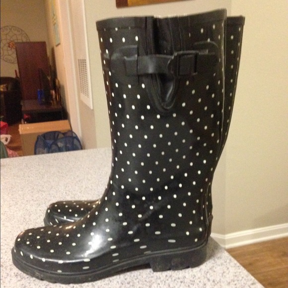 Polka dot rain boots