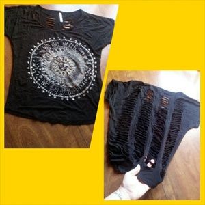 #Sold# Not for sale. Shredded back tee