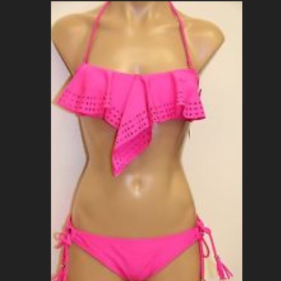 New Raisins Pink Laser Cut Flounce Top