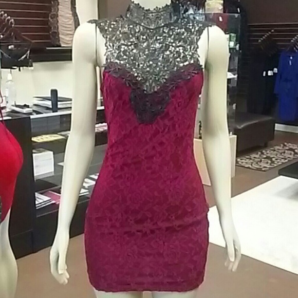 Lace Cranberry w/Crochet Yolk