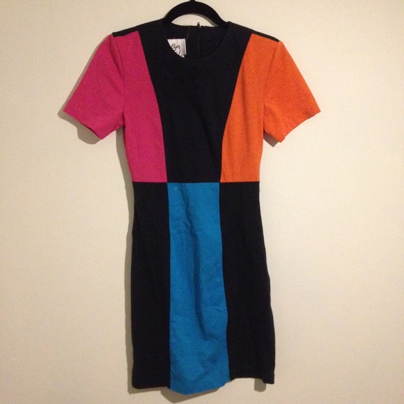 80s vintage dress colorblock 90s retro rainbow