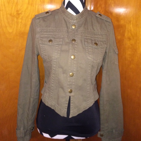 Army green cropped jacket