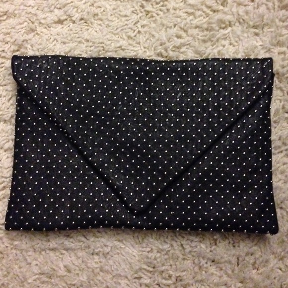 Zara Envelope Clutch - silver small studs NEW