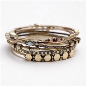 Free people tarnished gold bangle set