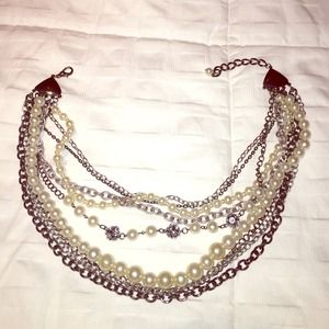 Multistrand Faux Pearl Chain Necklace
