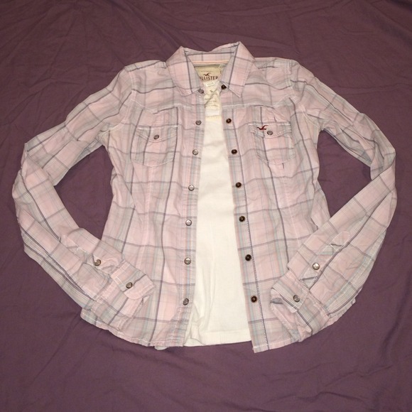 Y2K Hollister pink plaid button down! - Picture 1 of 4