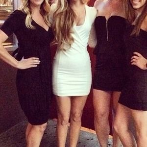 Lulu's Ivory deep v neck dress -- soft & comfy