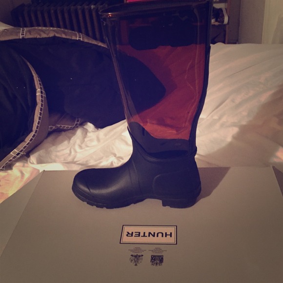 Hunter waterproof orange clear rain boots