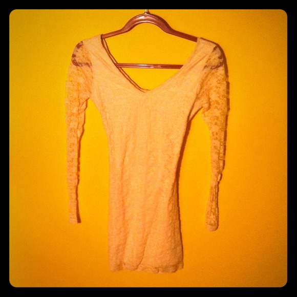 Lace long sleeve cream dress