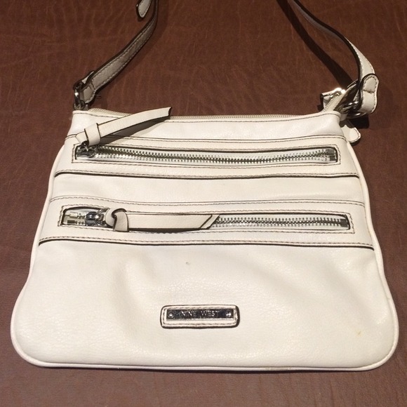 Nine West small purse white with zippers.