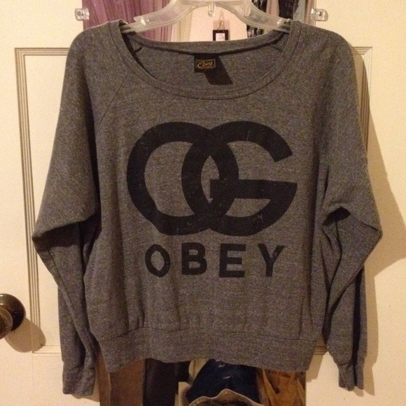 Obey Sweaters - Gray Obey Cropped Long Sleeve