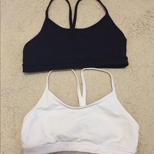 2 lululemon flow y bras black and white