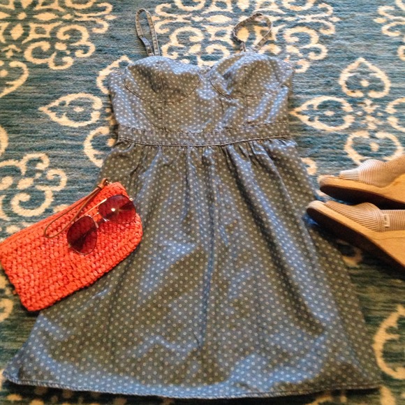 Mossimo Supply Co. Dresses & Skirts - Polka Dot Print Chambray Denim Bustier Dress