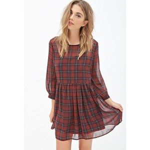 F21 Plaid Chiffon Babydoll dress