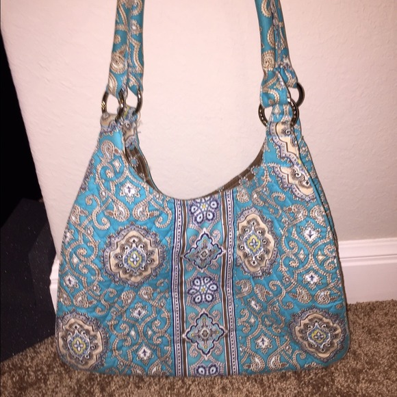 Vera Bradley Large Hobo in Turquoise Print
