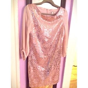 Eva Mendes pink sequin sheath dress