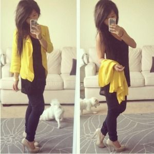 Yellow flowy jacket /cardigan