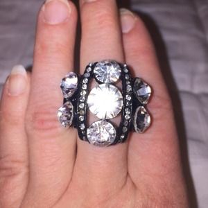 Large Black Bling Ring