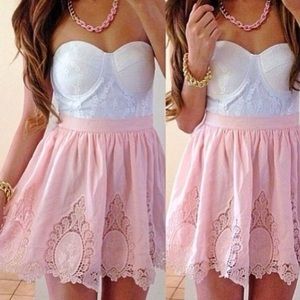 Pink lace embroidered skirt from Tobi