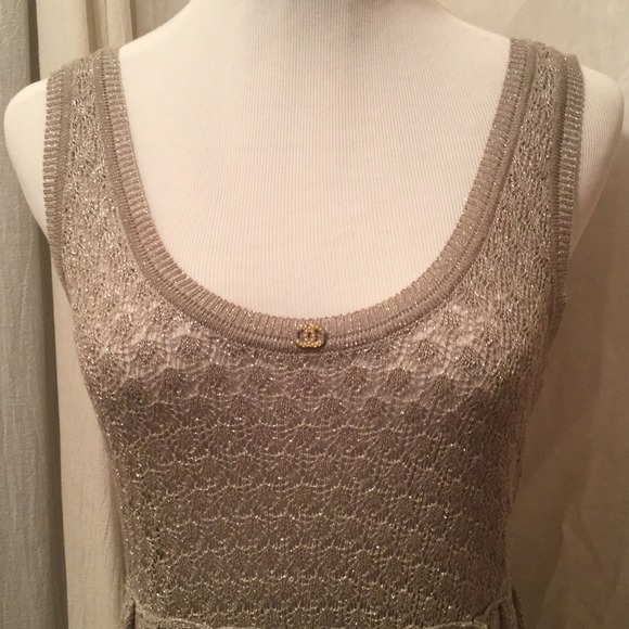 CHANEL Knit Grey Sparkle Dress - Picture 2 of 4