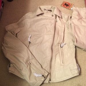 Vegan Leather Tan Bomber Jacket