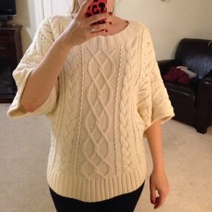 Cream colored chunky 3/4 sleeve Express sweater