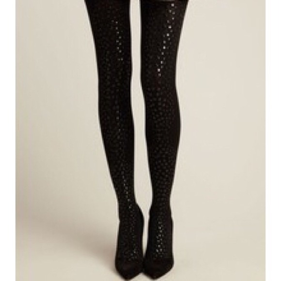 Cynthia Rowley Embellished Black Tights
