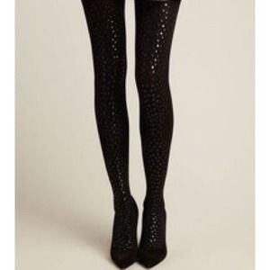 Cynthia Rowley Embellished Black Tights