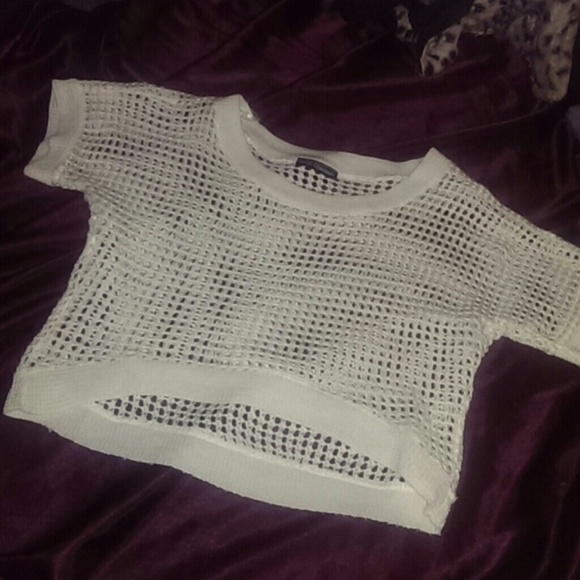 White see through half shirt