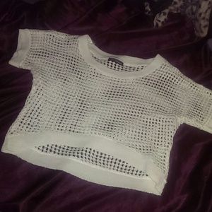 White see through half shirt