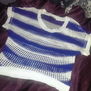 Blue and white crop top