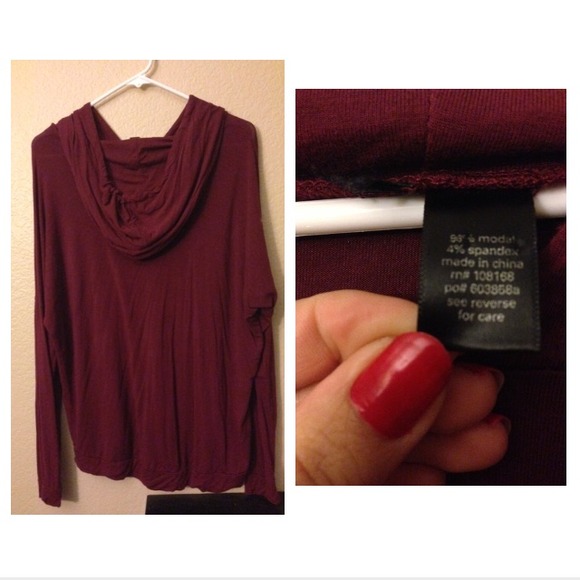 ❌Sold Brandy Melville Burgundy Hoodie - Picture 3 of 3