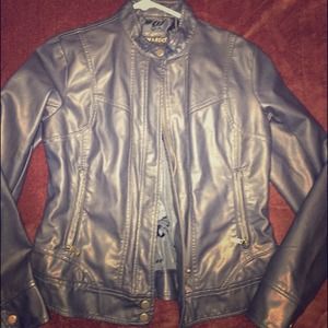 Dark blue leather jacket