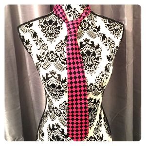 Hot Pink Checkered Tie