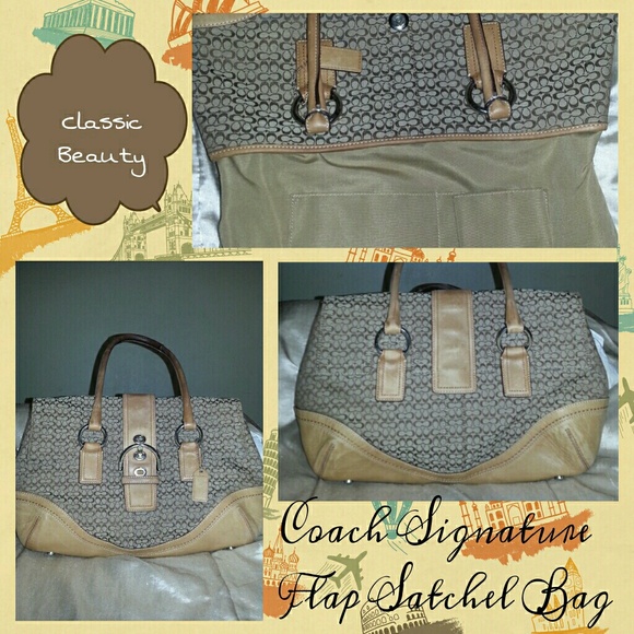 COACH Signature Flap Satchel Bag F10929