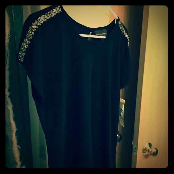 Dana Buchman Black Flowy Dress Top w/ Keyhole Back
