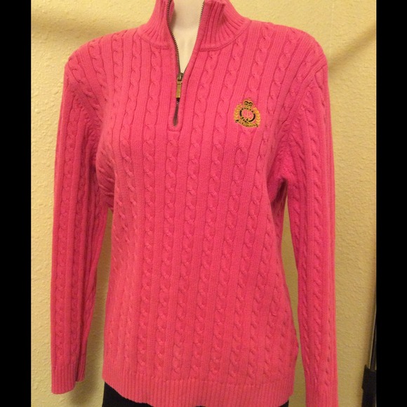 Sweater - cable knit sweater with RL insignia
