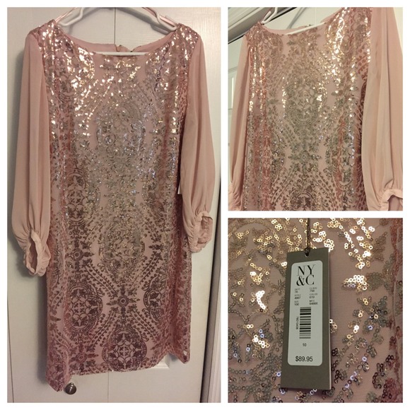 HP-Eva Mendes long sleeve sequin shift dress