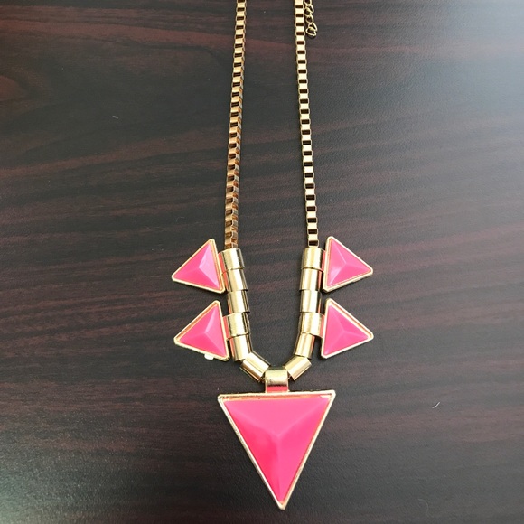 Pink Geometric Statement Necklace - Picture 2 of 4