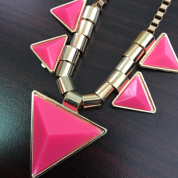 Pink Geometric Statement Necklace - Picture 3 of 4