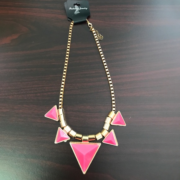 Pink Geometric Statement Necklace - Picture 4 of 4