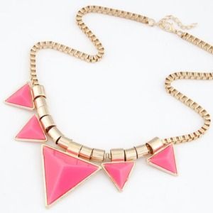 Pink Geometric Statement Necklace