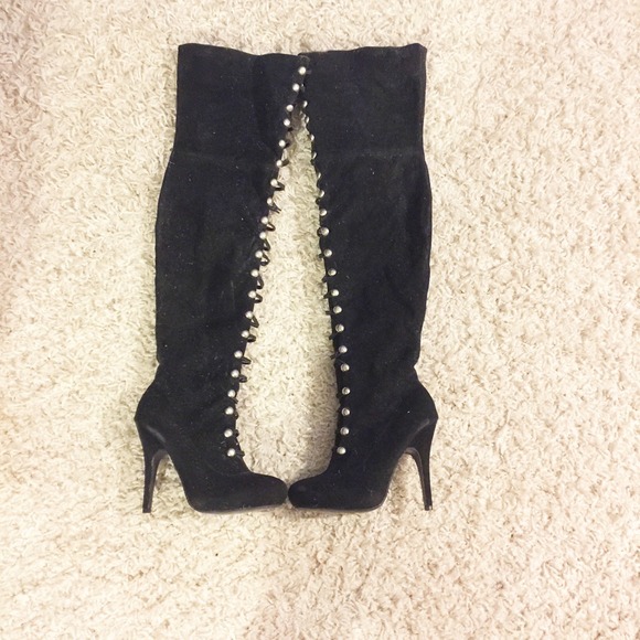 Knee high studded boots