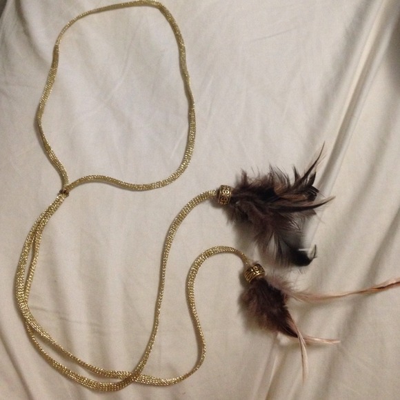 Gold Headband with Feathers