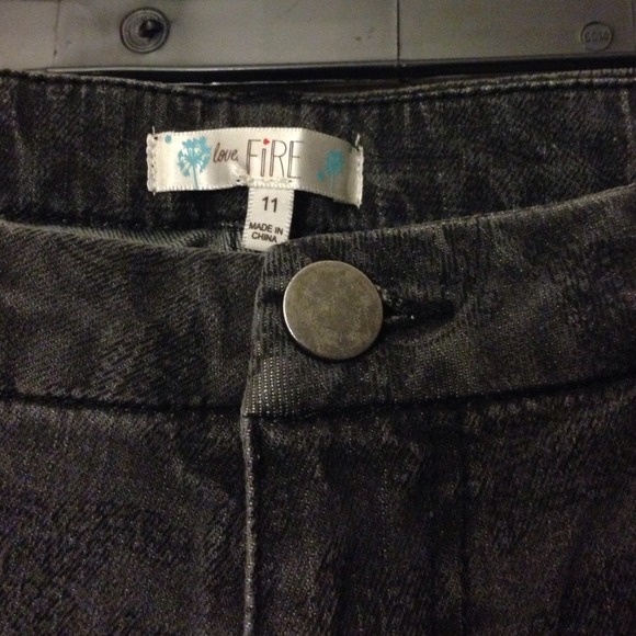 Dark gray skinny jeans with print