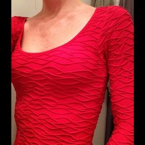 Bebe red long-sleeve bodycon dress