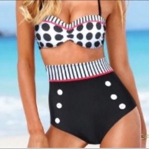 High waist polka dot swimsuit